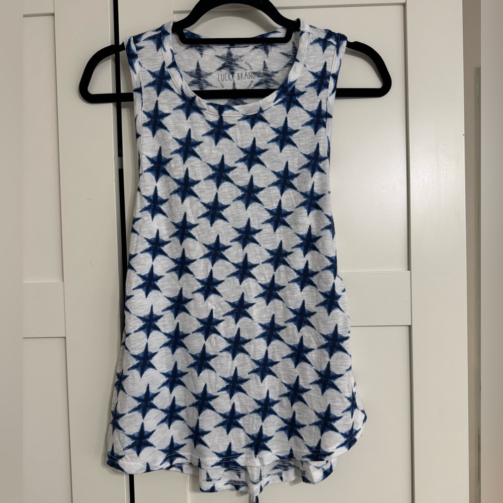 Lucky Brand Tie Dye Blue Batik Star tank top size small